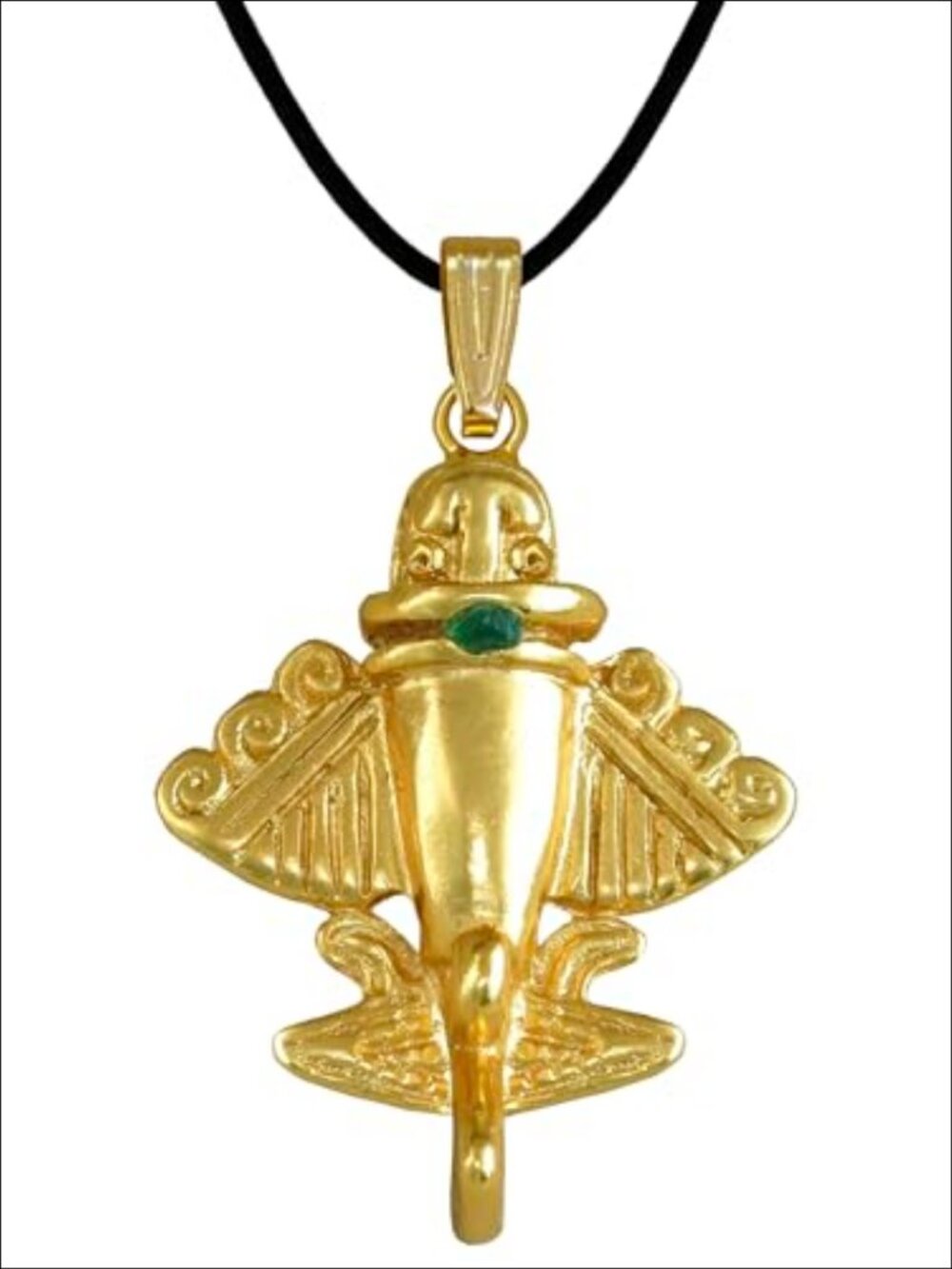 24k Gold Plated Pendant Necklace with Raw Colombian Emerald on Leather Cord